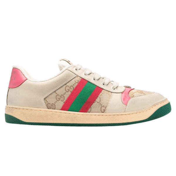 Wms Gucci Screener Distressed Sneakers