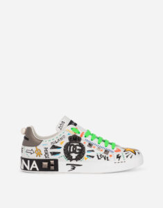 D&G Calfskin Portofino sneakers with embroidery and studs