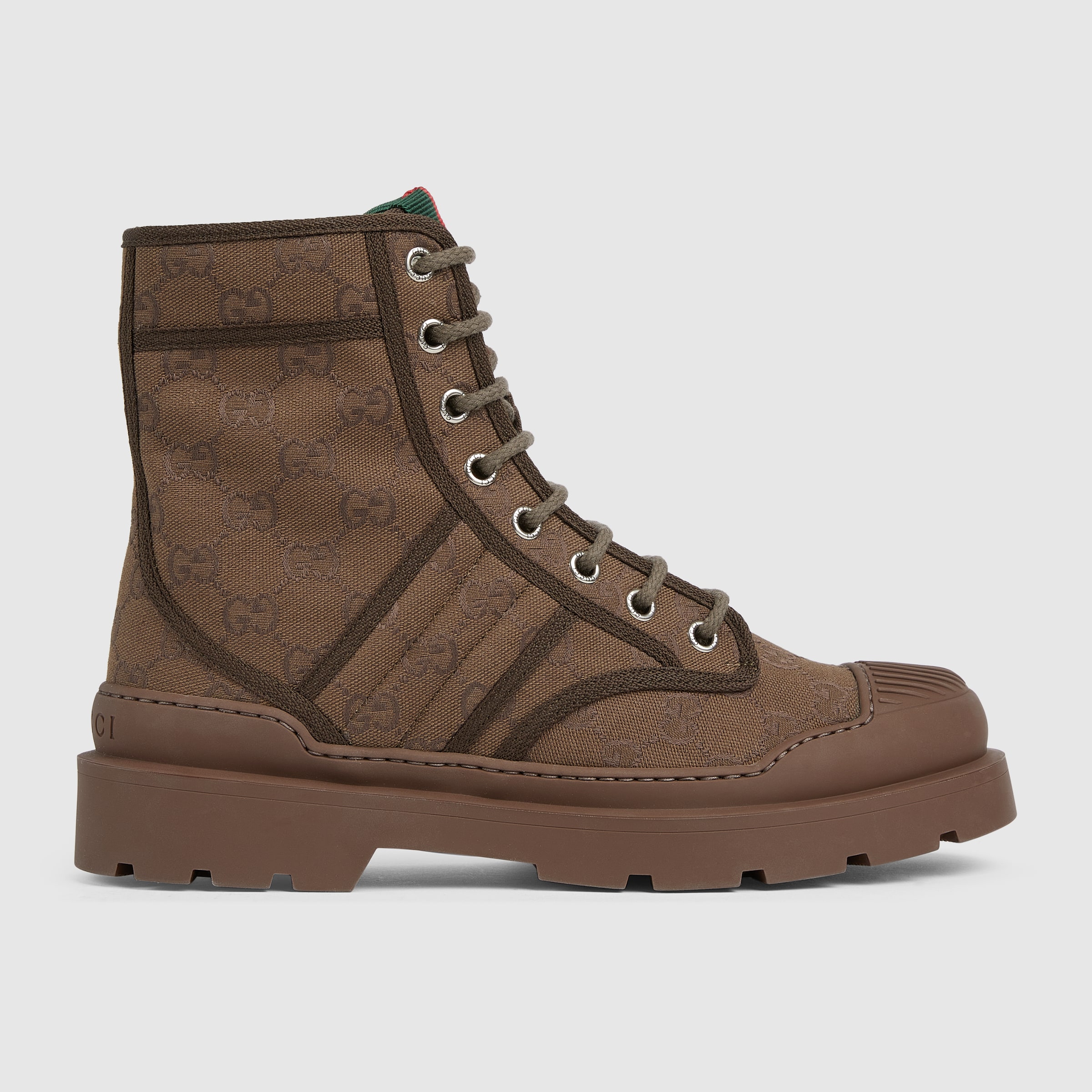 Men’s Lug-Sole Boot Dark Brown GG Canva