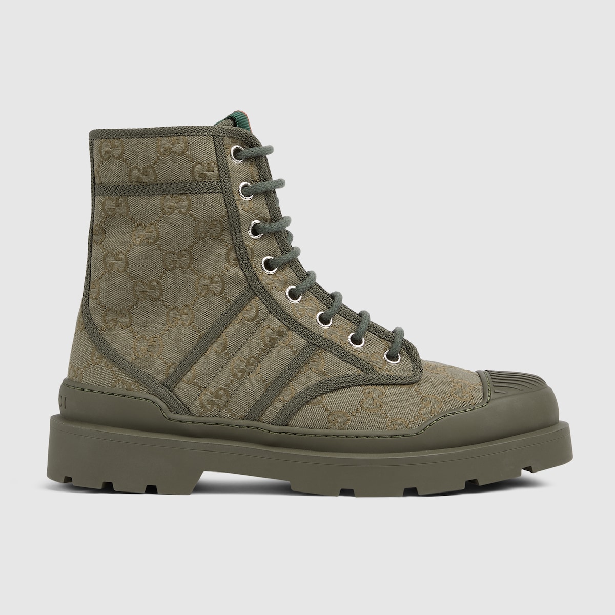 Men’s Lug-Sole Boot Dark Green GG Canvas