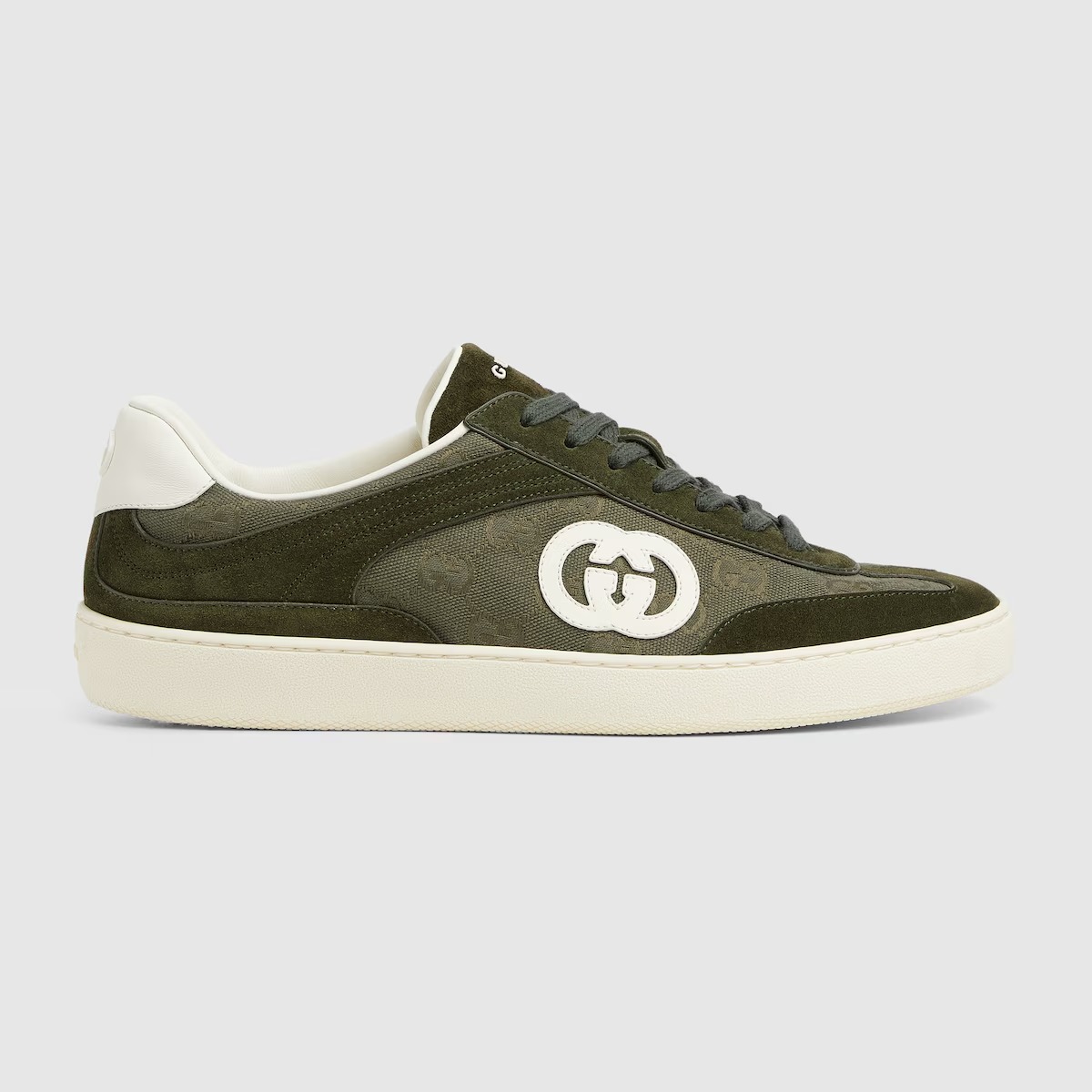 Gucci Men’s G75 Sneaker Dark Green Canvas and Suede