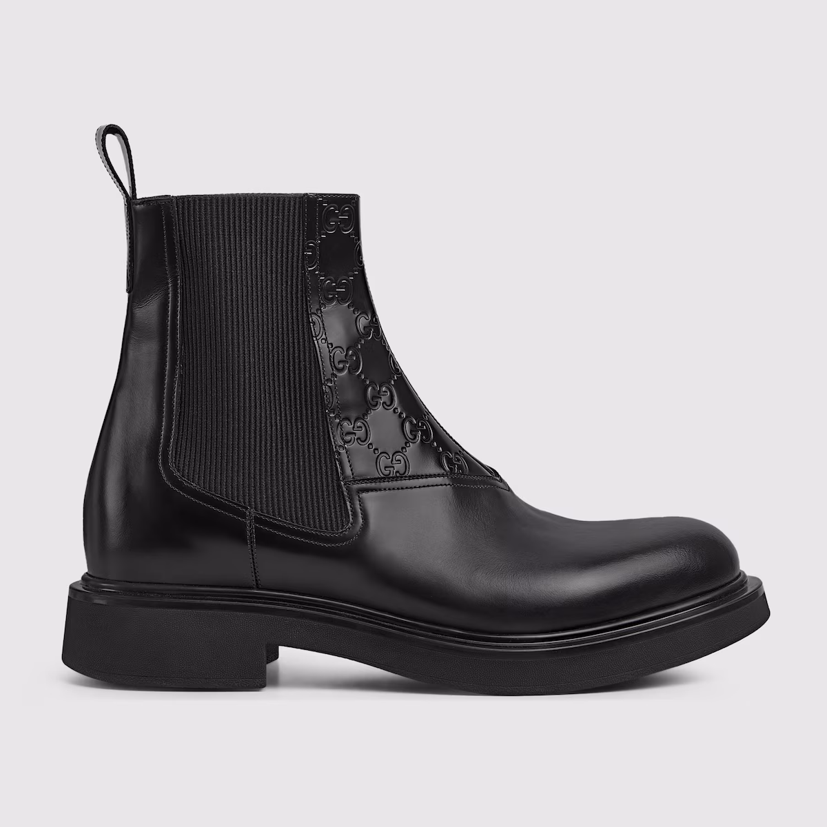 Men’s Ankle Boot With GG Detail Black Leather